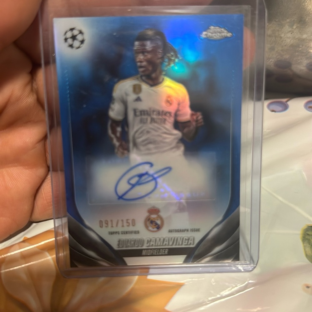 2023-24 Topps Chrome Eduardo Camavinga Auto Blue Refractor CA-AS Real Madrid